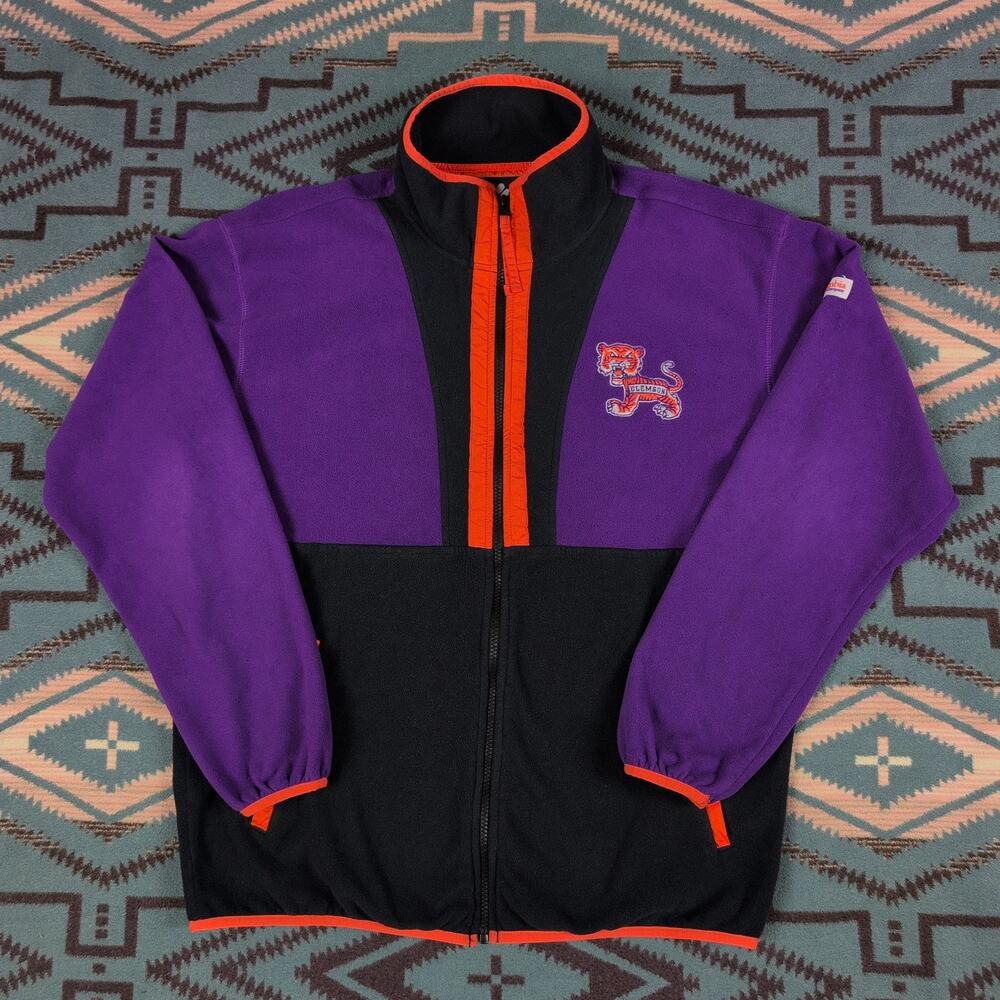Columbia Clemson Tigers Fleece Men’s Jacket Collegiate NCAA Large Color Block
